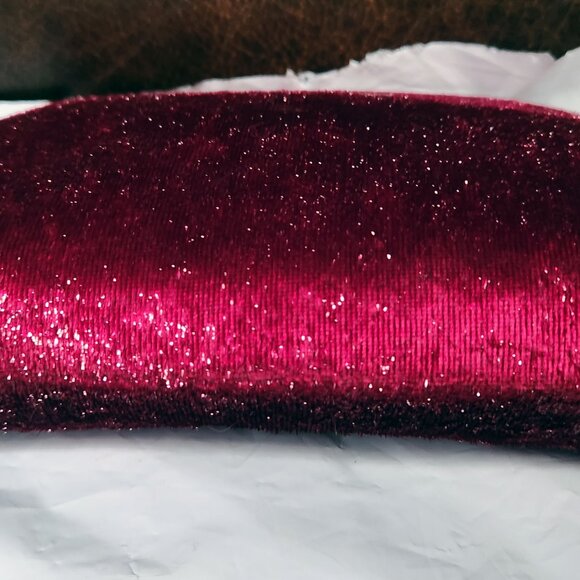 Bvlgari Merlot Metallic Fabric Zip Around Makeup Cosmetic Bag NWOT - Picture 3 of 5